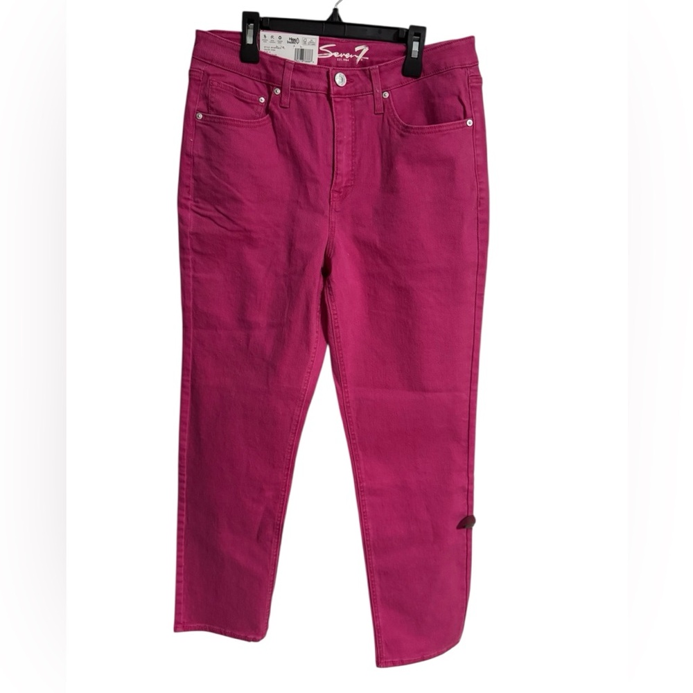 Seven7 Women's Bright Pink Straight Leg Jeans